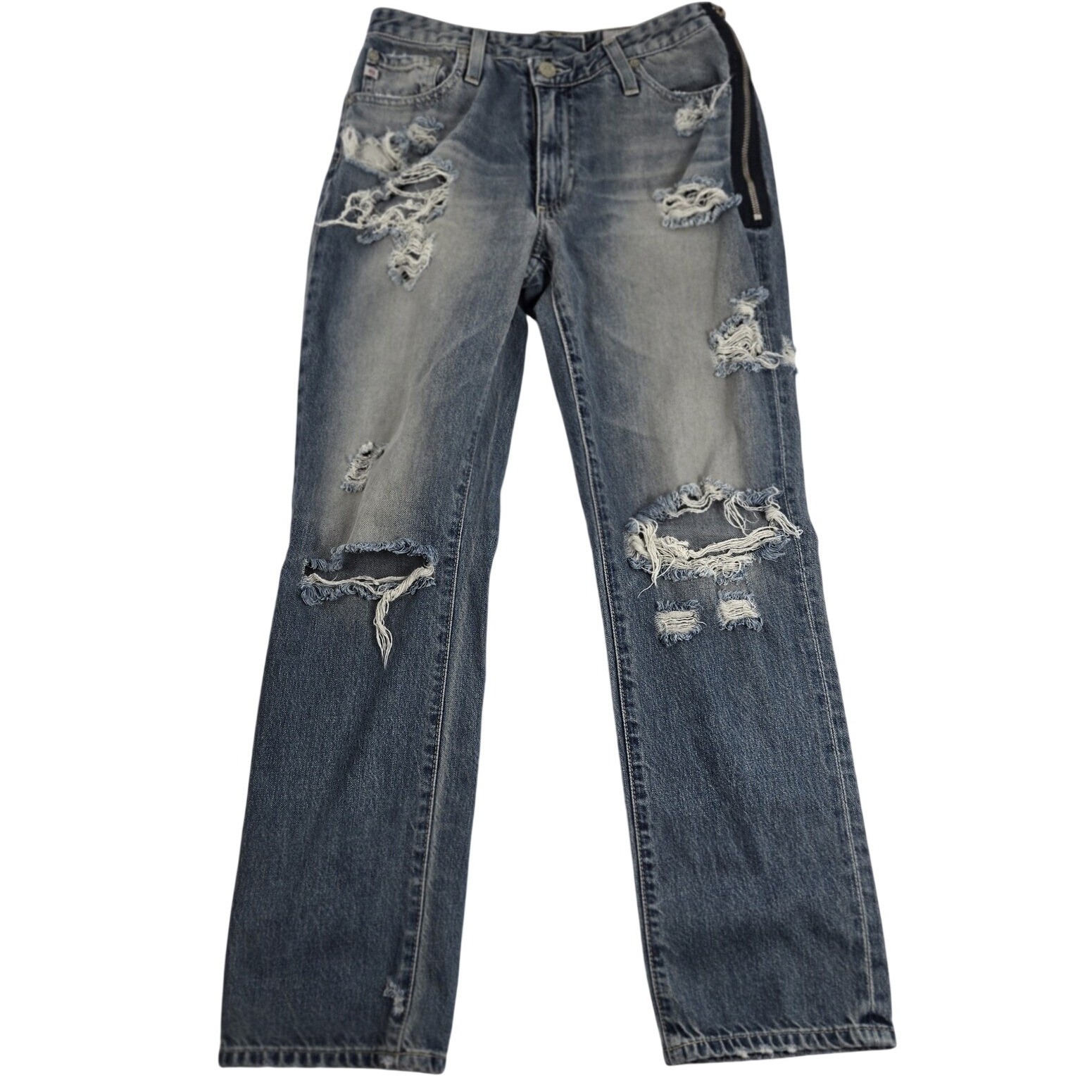 Ag Adriano Goldschmied The Isabelle Side Zip Jeans Womens 26 High Rise Thrashed
